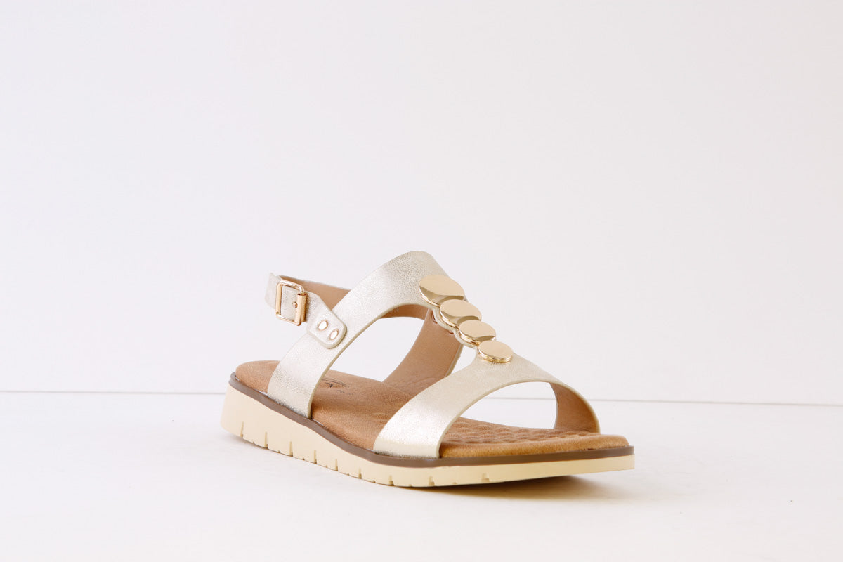 LUNAR - JLH291 NIXON FLAT STRAP FASHION SANDAL - GOLD
