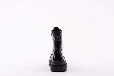 TAMARIS 25210-018   ZIP/LACE ANKLE BOOT - BLACK PATENT