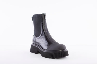 MARCO MOREO - A157 FASHION ZIP ANKLE BOOT - BLACK PATENT COMBI