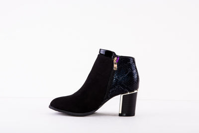 LOTUS REBECCA MEDIUM HEEL ANKLE BOOT - BLACK SUEDE