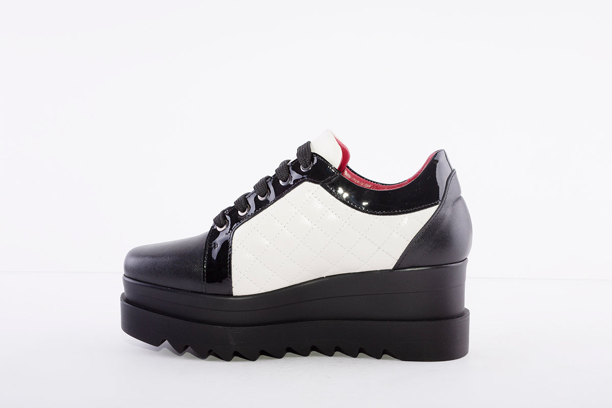 MARCO MOREO - A002 CHUNKY LACED FASHION SHOE - BLACK/CREAM
