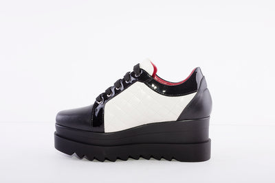 MARCO MOREO - A002 CHUNKY LACED FASHION SHOE - BLACK/CREAM