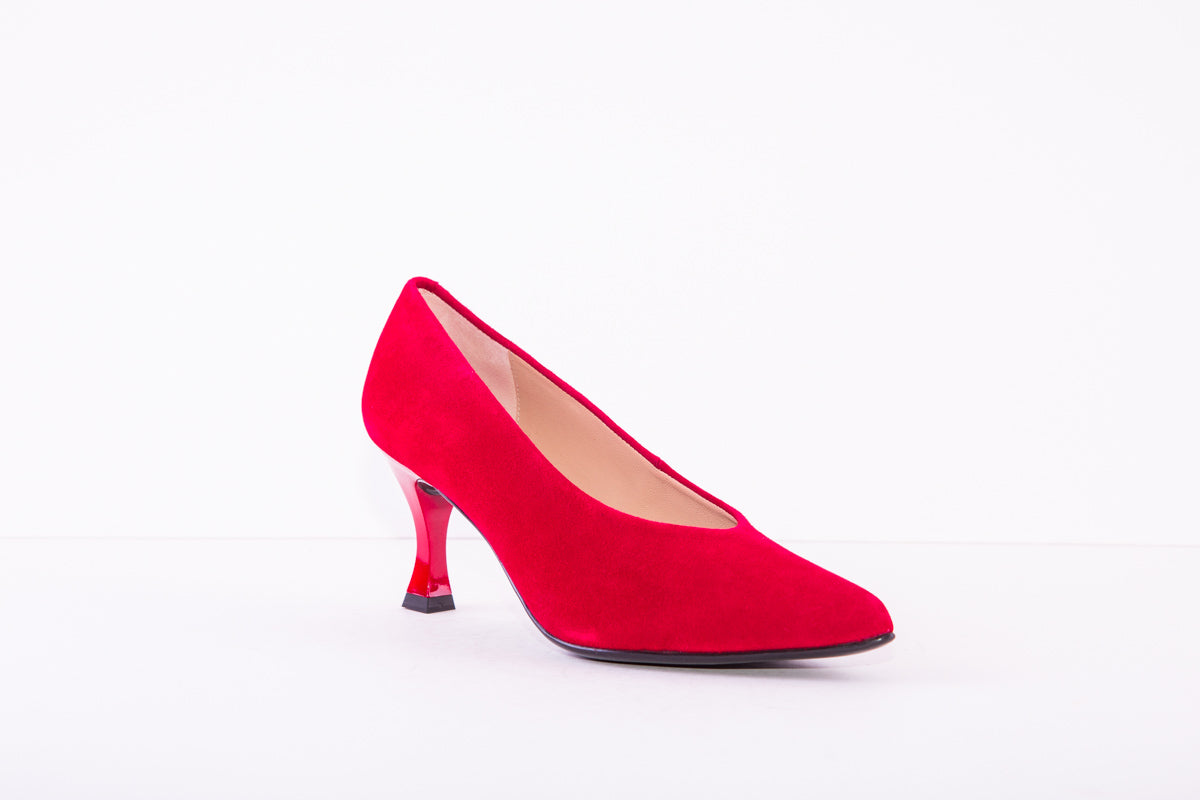 UNISA HIGH HEEL COURT SHOE - RED SUEDE