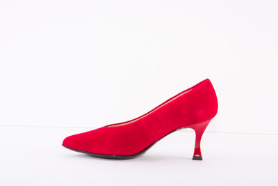UNISA HIGH HEEL COURT SHOE - RED SUEDE