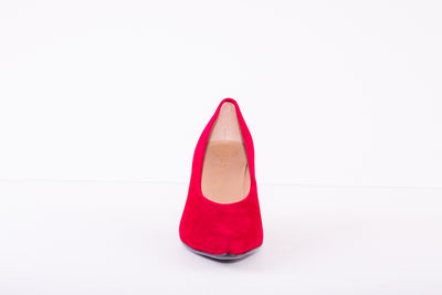 UNISA HIGH HEEL COURT SHOE - RED SUEDE