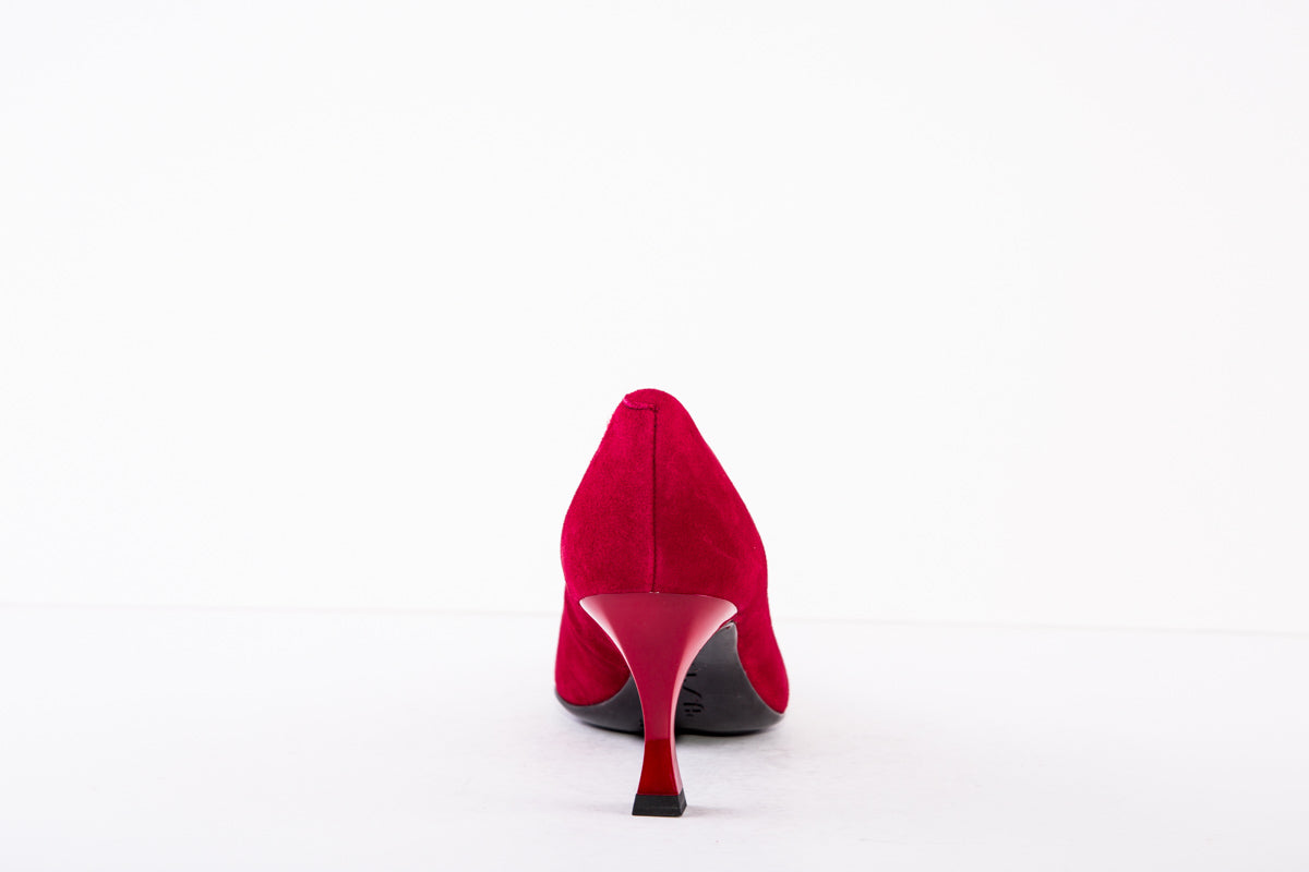 UNISA HIGH HEEL COURT SHOE - RED SUEDE