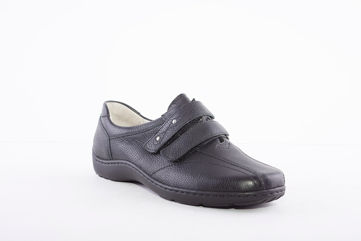 WALDLAUFER - 496301 HENNI- DOUBLE VELCRO SHOE - BLACK