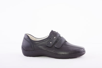WALDLAUFER - 496301 HENNI- DOUBLE VELCRO SHOE - BLACK