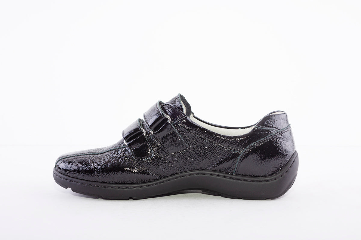 WALDLAUFER - 496301 HENNI-DOUBLE VELCRO SHOE - BLACK PATENT