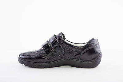 WALDLAUFER - 496301 HENNI-DOUBLE VELCRO SHOE - BLACK PATENT