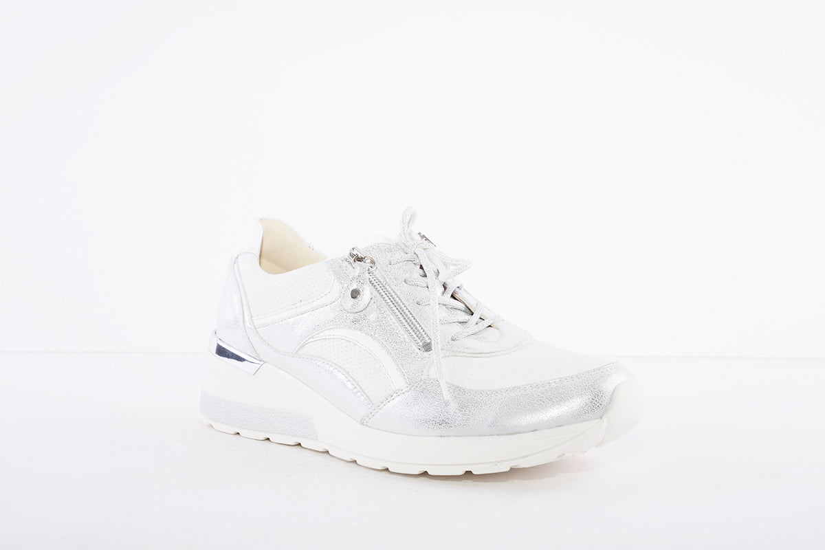 WALDLAUFER - 939011 CLARA-LACED ZIP SHOE WITH SIDE ZIP - SILVER MULTI