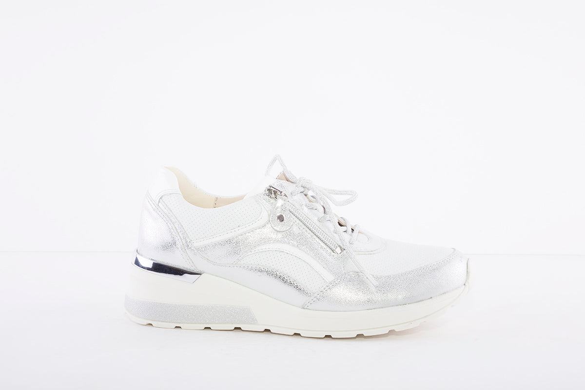 WALDLAUFER - 939011 CLARA-LACED ZIP SHOE WITH SIDE ZIP - SILVER MULTI