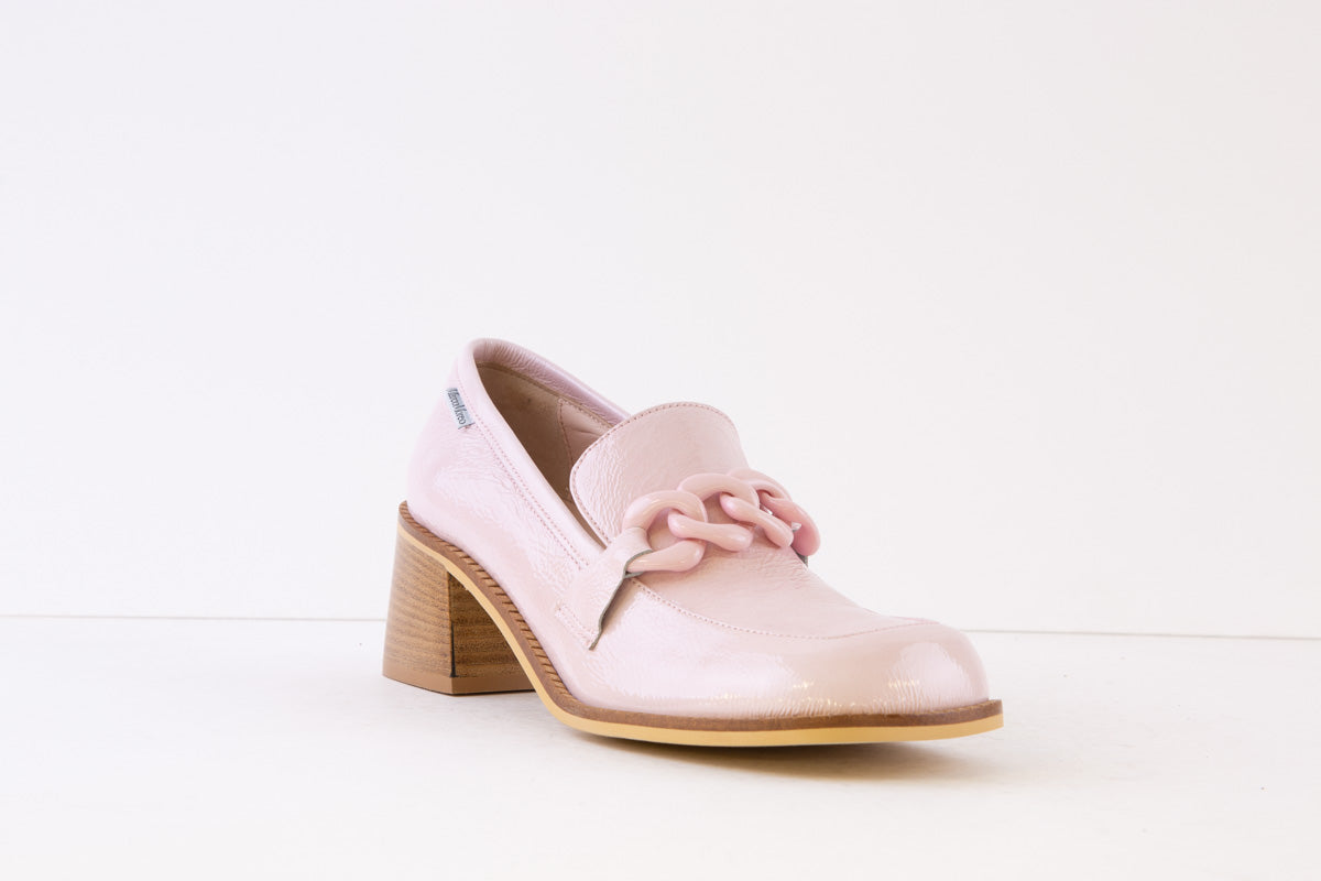 MARCO MOREO - D2061 JKK BLOCK HEEL LOAFER - PINK PATENT