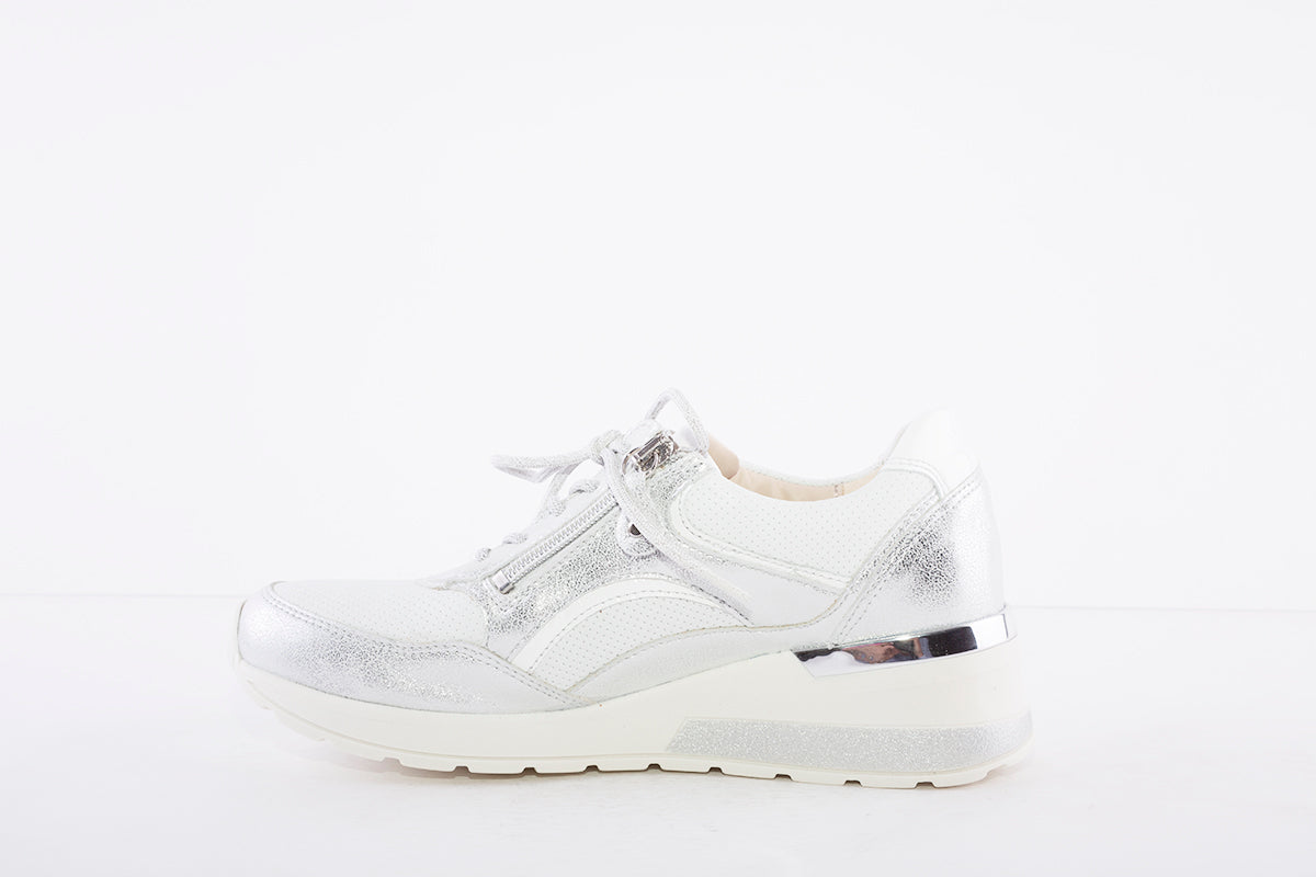 WALDLAUFER - 939011 CLARA-LACED ZIP SHOE WITH SIDE ZIP - SILVER MULTI