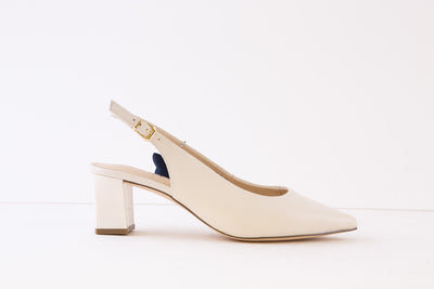 CAPRICE - 29605-170 MEDIUM BLOCK HEEL SLING-BACK SHOE - CREAM LEATHER