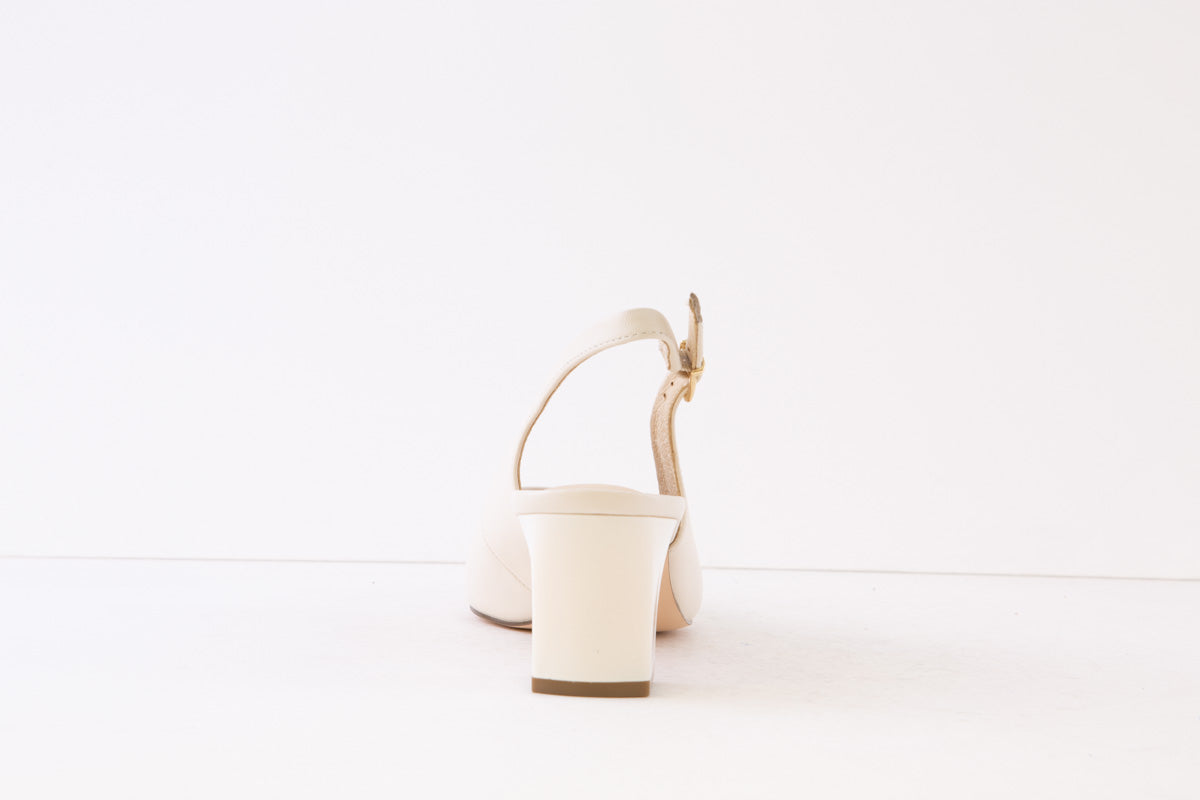 CAPRICE - 29605-170 MEDIUM BLOCK HEEL SLING-BACK SHOE - CREAM LEATHER