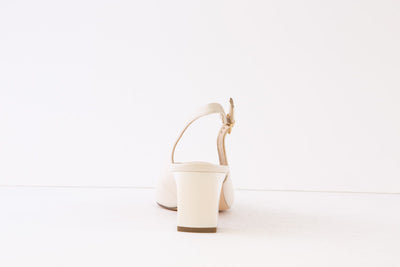 CAPRICE - 29605-170 MEDIUM BLOCK HEEL SLING-BACK SHOE - CREAM LEATHER