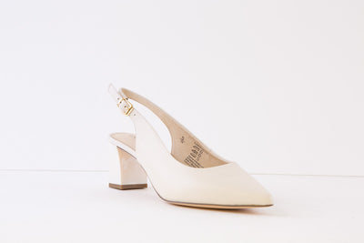CAPRICE - 29605-170 MEDIUM BLOCK HEEL SLING-BACK SHOE - CREAM LEATHER