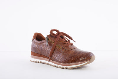 MARCO TOZZI - 23726 LACED FASHION SHOE WITH ZIP - BROWN CROC