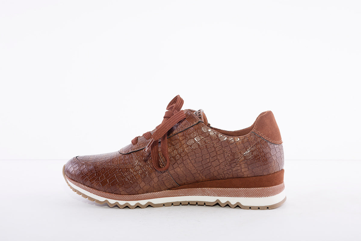 MARCO TOZZI - 23726 LACED FASHION SHOE WITH ZIP - BROWN CROC