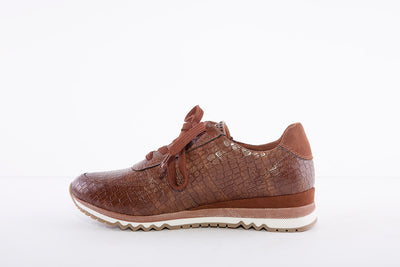 MARCO TOZZI - 23726 LACED FASHION SHOE WITH ZIP - BROWN CROC