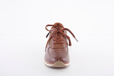 MARCO TOZZI - 23726 LACED FASHION SHOE WITH ZIP - BROWN CROC