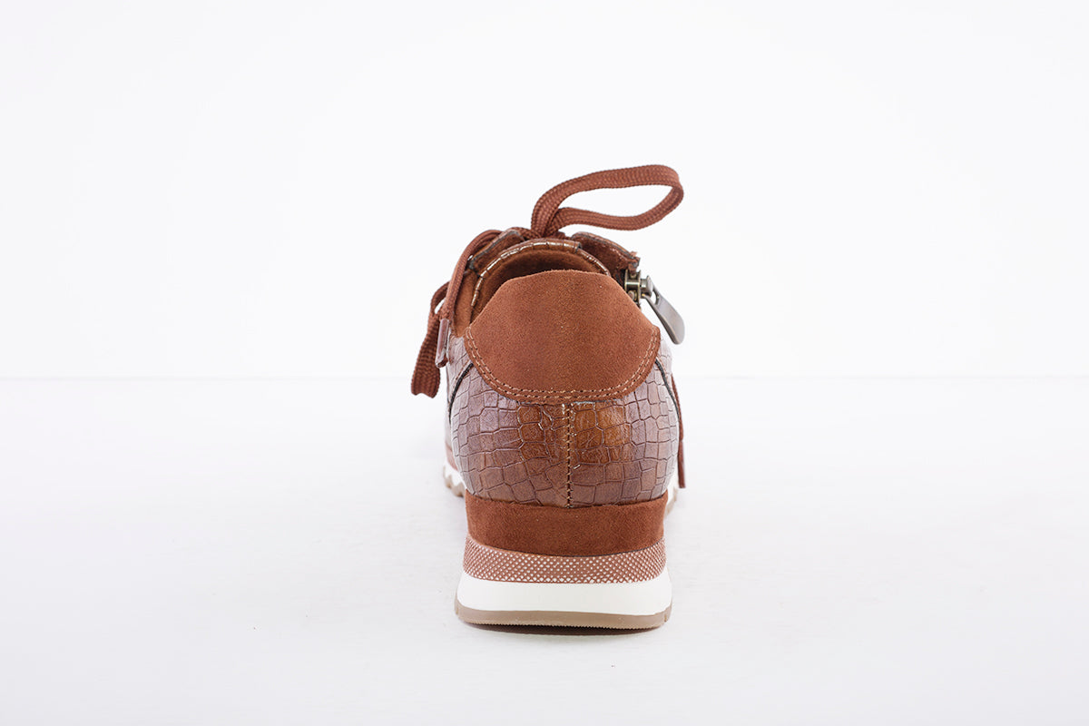 MARCO TOZZI - 23726 LACED FASHION SHOE WITH ZIP - BROWN CROC