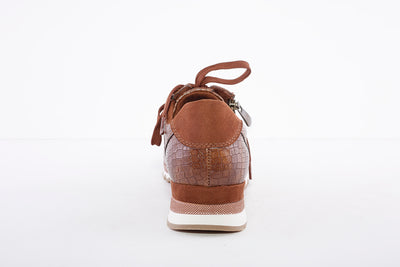 MARCO TOZZI - 23726 LACED FASHION SHOE WITH ZIP - BROWN CROC