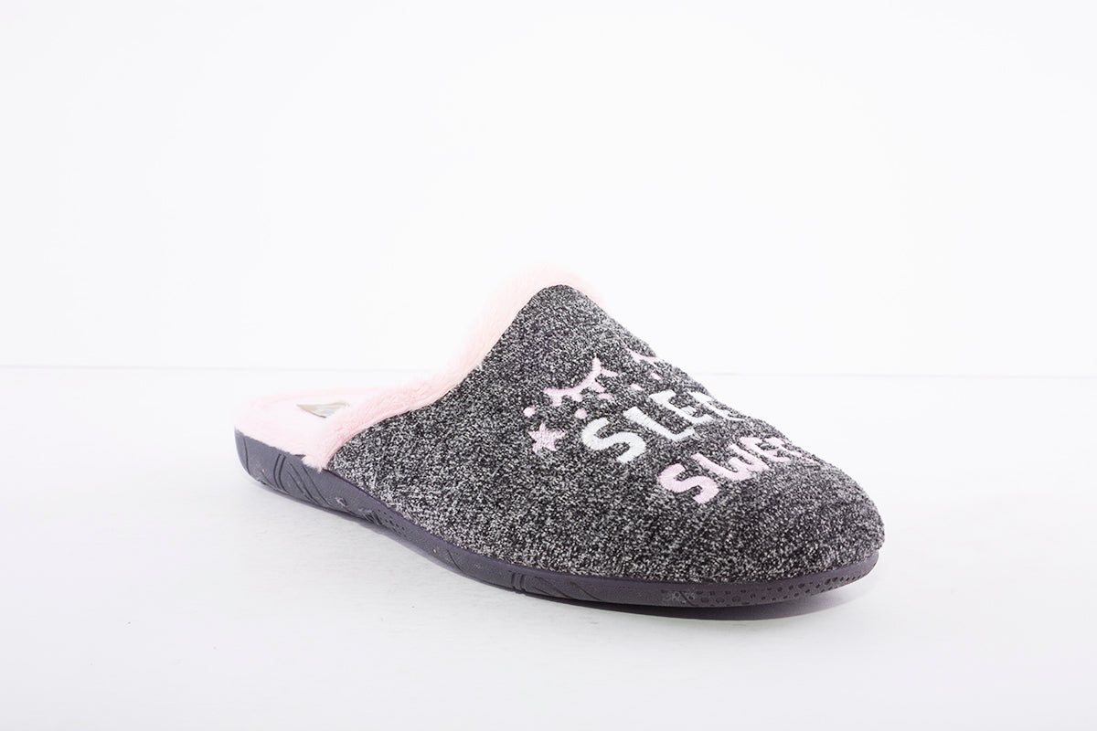 ROAL - R00138 MULE SLIPPER - DARK GREY/PINK