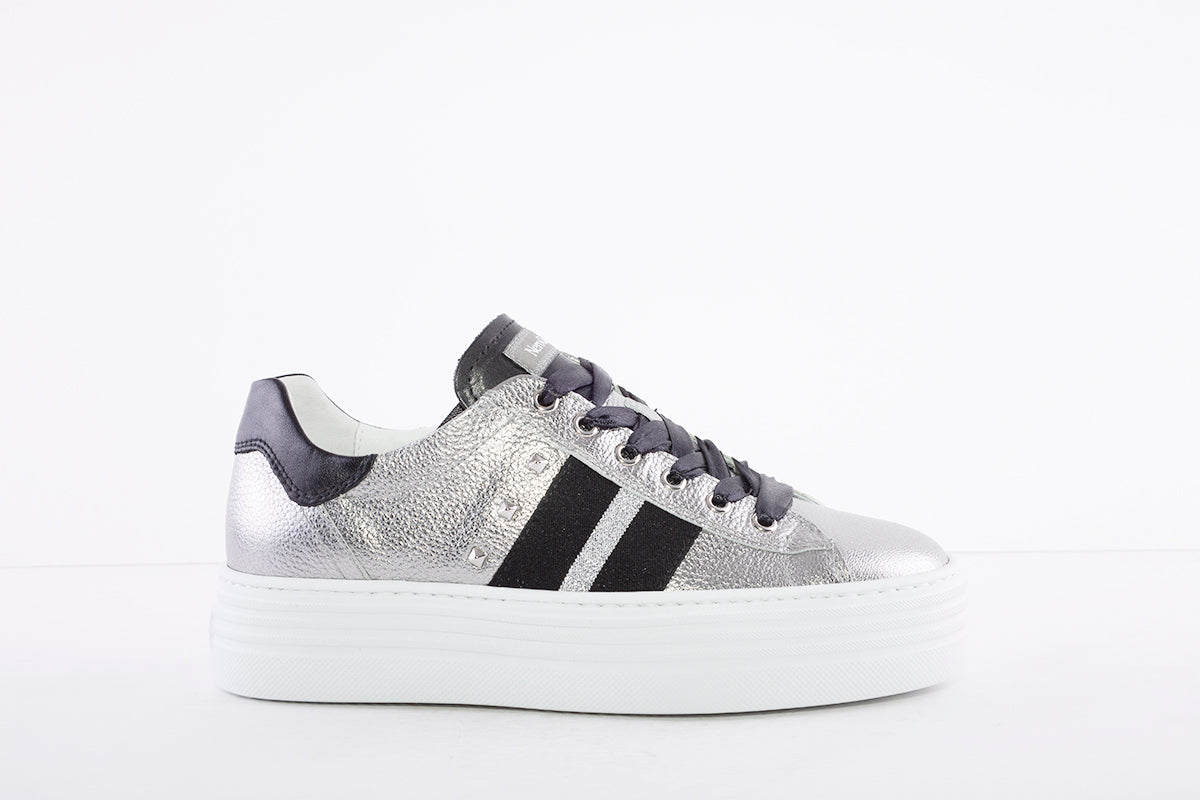 NeroGiardini - I013370D  FLATFORM LACED FASHION SHOE - SILVER/BLACK