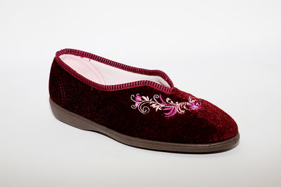 SLEEPERS - LS869D DOLLEY MACHINE WASHABLE MEMORY FOAM SLIPPER - WINE VELOUR