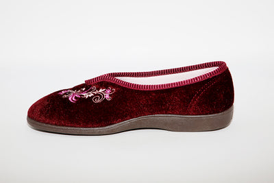 SLEEPERS - LS869D DOLLEY MACHINE WASHABLE MEMORY FOAM SLIPPER - WINE VELOUR