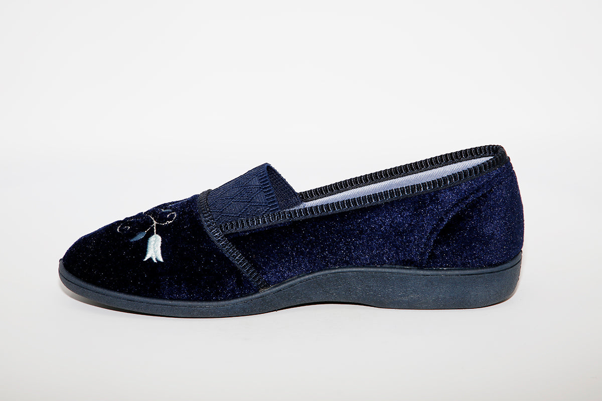 SLEEPERS - LS792C INEZ MACHINE WASHABLE STRETCH MEMORY FOAM SLIPPER - NAVY