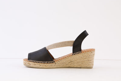 TONI PONS - TEIDE LOW WEDGE ELASTIC STRAP SANDAL - BLACK