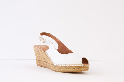 TONI PONS - CROACIA MEDIUM WEDGE PEEP-TOE SANDAL - WHITE