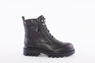 CARMELA - 67949 LOW HEEL LACE (ZIP) FASHION ANKLE BOOT - BLACK