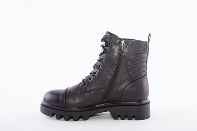 CARMELA - 67949 LOW HEEL LACE (ZIP) FASHION ANKLE BOOT - BLACK