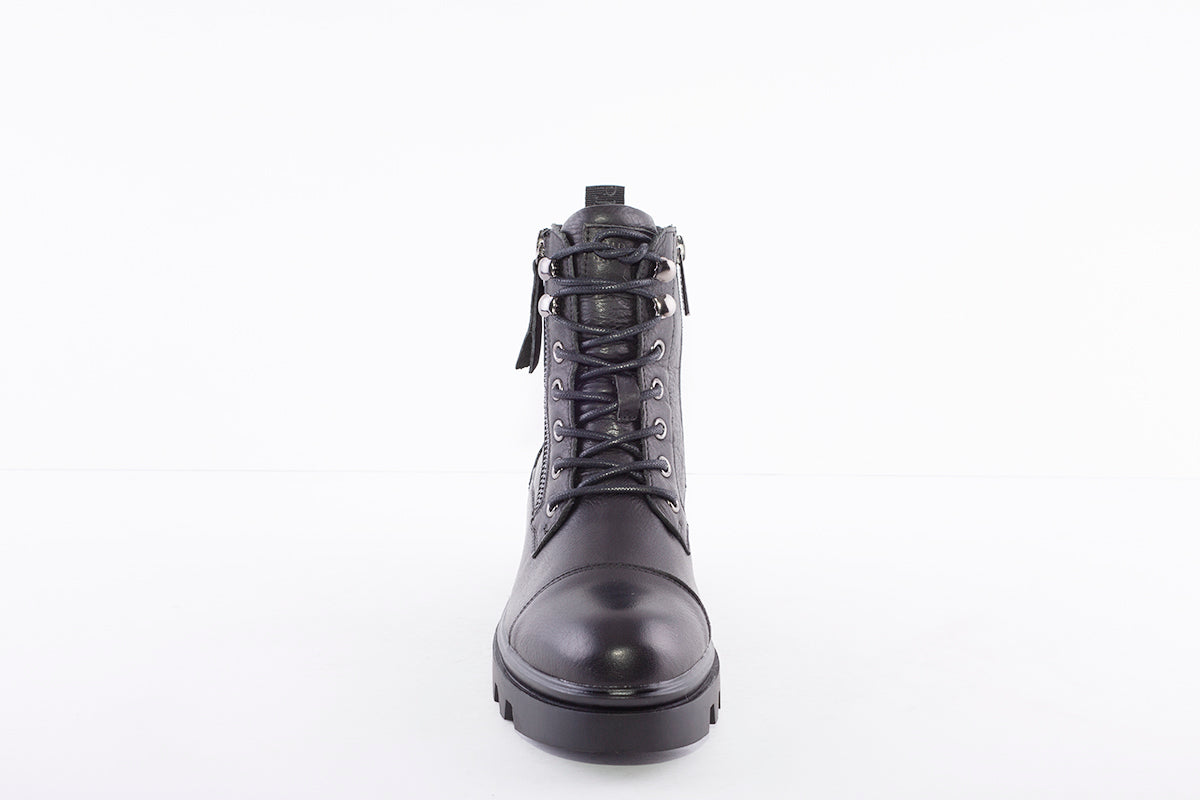 CARMELA - 67949 LOW HEEL LACE (ZIP) FASHION ANKLE BOOT - BLACK