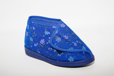COMFYLUX - LS415C ANDREA- VELCRO BOOTEE WASHABLE SLIPPER - BLUE FLORAL