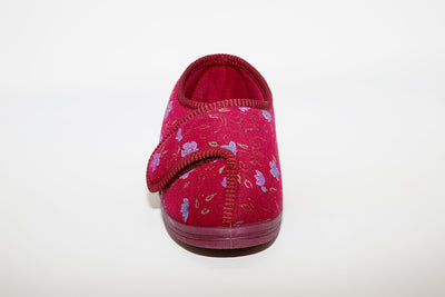 COMFYLUX - LS667D DAVINA SUPERWIDE VELCRO WASHABLE SLIPPER - WINE FLORAL