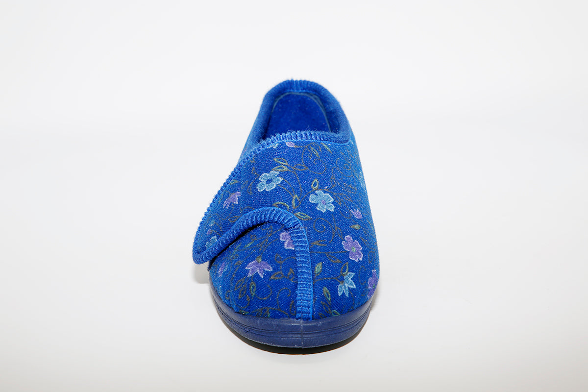 COMFYLUX - LS667C DAVINA SUPERWIDE VELCRO WASHABLE SLIPPER - NAVY FLORAL