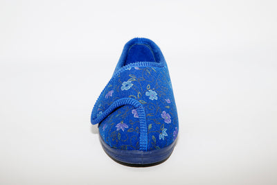 COMFYLUX - LS667C DAVINA SUPERWIDE VELCRO WASHABLE SLIPPER - NAVY FLORAL