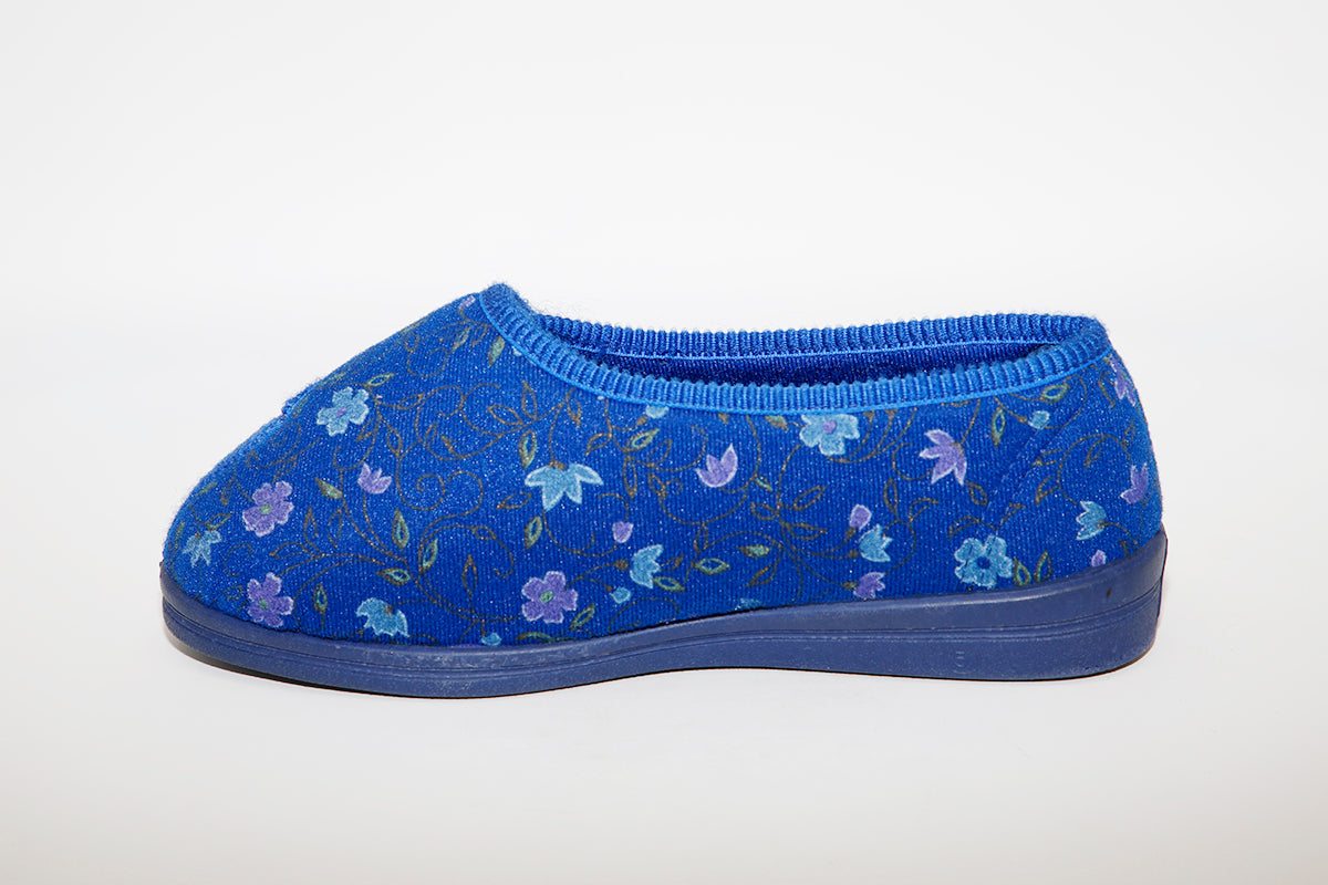 COMFYLUX - LS667C DAVINA SUPERWIDE VELCRO WASHABLE SLIPPER - NAVY FLORAL