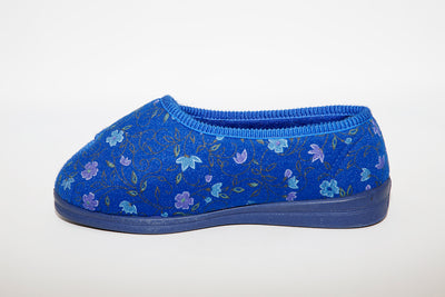 COMFYLUX - LS667C DAVINA SUPERWIDE VELCRO WASHABLE SLIPPER - NAVY FLORAL
