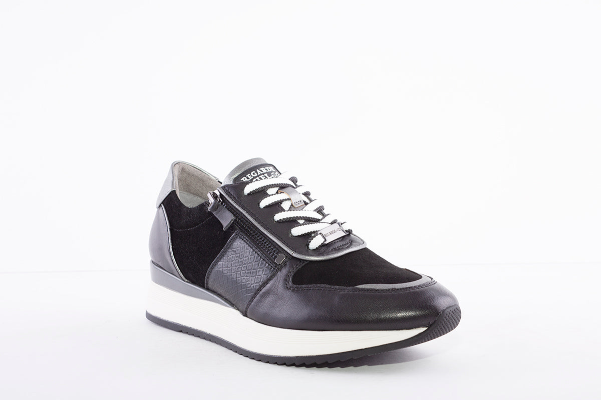 REGARDE LE CIEL - RAY-09 FASHION LACED SHOE WITH ZIP - BLACK