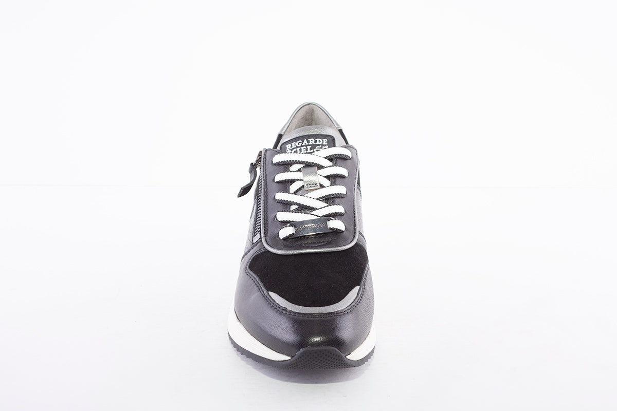 REGARDE LE CIEL - RAY-09 FASHION LACED SHOE WITH ZIP - BLACK