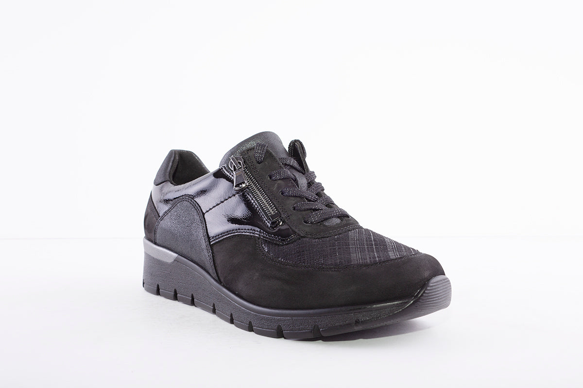 WALDLAUFER - 626K02 407 RAMONA - LACED COMFORT SHOE - BLACK MULTI