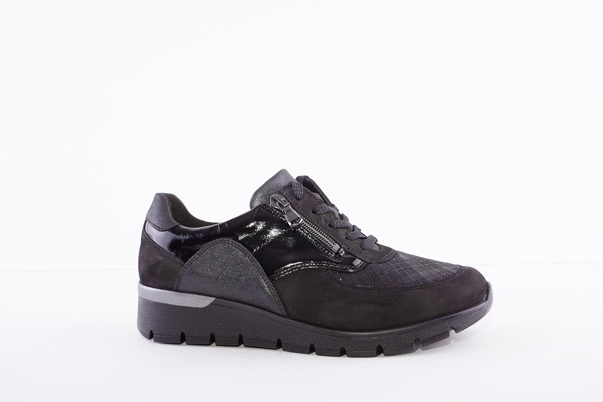 WALDLAUFER - 626K02 407 RAMONA - LACED COMFORT SHOE - BLACK MULTI
