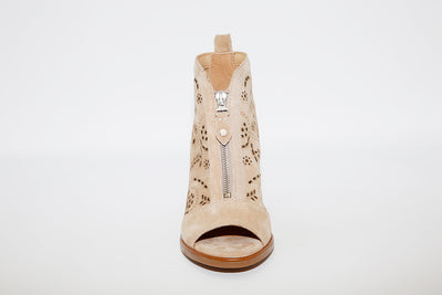 ALPE - 4613 Block Heel Beige Suede Sandal