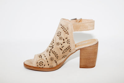 ALPE - 4614 Block Heel Taupe Suede Sandal